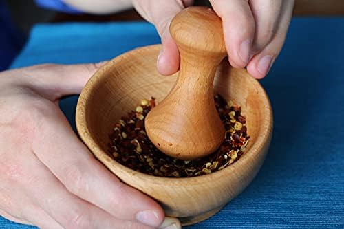 efo Wooden Mortar and Pestle Set - Small Pestle and Mortar Great for Grinding Spices, Herb Food and Garlic  Ergonomically Designed Pestle and Durable Mortar  Size 10.5 x 5.5 cm | 4.13" x 2.516"