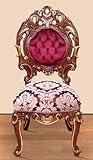 Profondeur : environ 50 cm Casa Padrino Chaise de salle à manger baroque bordeaux rouge/crème/marron/doré 60 x 50 x H. 120 cm - Magnifique chaise de cuisine en bois massif avec motif noble - Meuble de salle à manger baroque