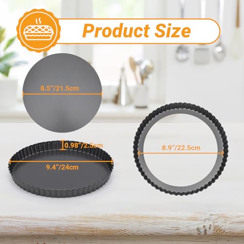 Tart Pan 9 Inch, Beasea Removable Bottom Round Pie Pan Non Stick Fluted Tart Baking Pan, Loose Bottom Quiche Pan for Oven Baking by Beasea - Image 2