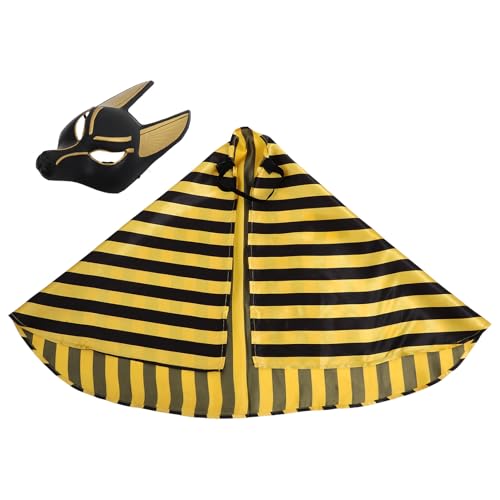 Masque de bal masqué rétro style Anubis égyptien avec foulard noir drapé
