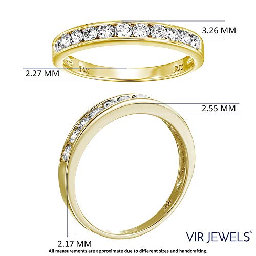 1/2 carat (ctw) Diamond Wedding Anniversary Band for Women, Half Eternity Round Diamond Engagement Ring 14K Yellow Gold Channel Set 0.50 cttw, Size 4.5-104