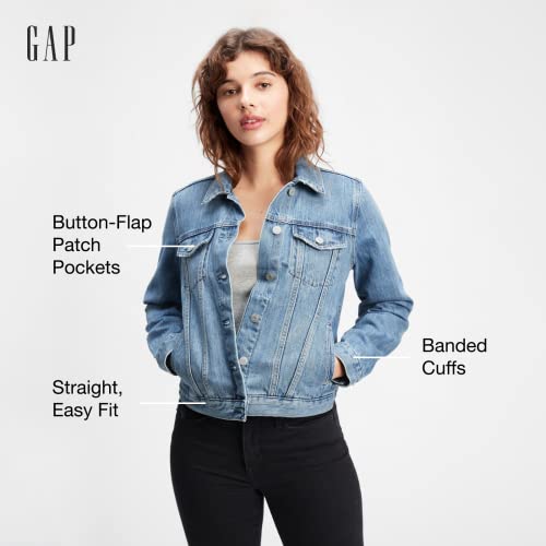 Gap Womens Icon Denim Jacket, Black Alpine, X-Large Us #TOP2