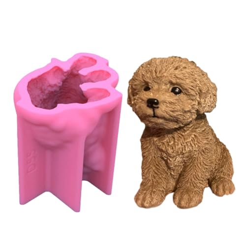 Moldes de silicona para cachorros – Gran perro de silicona, molde para velas, pegamento, yeso, herramientas de fondant, animal de peluche, cachorro, cera de soja, molde de silicona D55