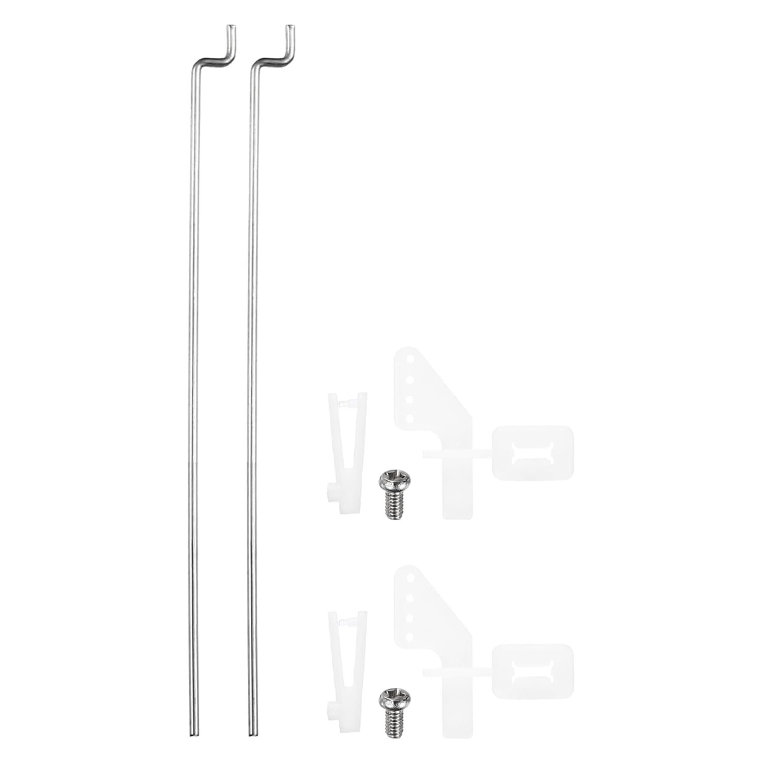 MECCANIXITY 2pcs 304 Stainless Steel 1x80mm Z Push Rods Parts, 2pcs Nylon Control Horns for DIY RC Car Boat Airplane Helicopter Model Replacement, Silver