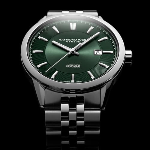 RAYMOND WEIL Freelancer Men's Automatic Watch, Green Dial with Indexes, Stainless Steel Bracelet, 42 mm (Model: 2731-ST-52001)2