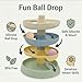 Little Rawr Silicone Ball Drop Tower Toy for Toddlers, 4-Tier Rolling Ramp Track with Wooden Balls, Soft Food-Grade Silicone Montessori Toy for Early Learning, Fine Motor Skill Development, Ages 1–3