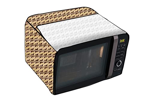 Image of Stylista PVC Microwave Oven Cover for Panasonic 20 L Solo NN-ST266BFDG, Symmetric Pattern Beige