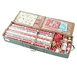 Sattiyrch Wrapping Paper Storage,600D Canvas Gift Wrap Paper Holder,Holds up to 20 Rolls,42W x 14D x 5H (Green)