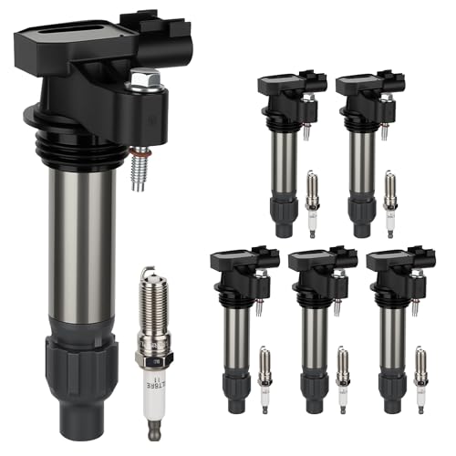 UF569 Ignition Coil Pack & Iridium Spark Plugs for GMC Acadia Terrain for Chevy Traverse Equinox for Buick Enclave for Cadillac CTS for Pontiac for Saturn 3.0L 3.6L V6 2007-2019 Coil Pack Set of 6