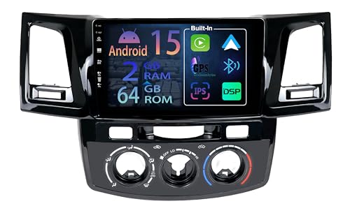 Autoradio Android 15 pour Toyota Hilux et Fortuner avec Carplay sans fil et GPS intégré