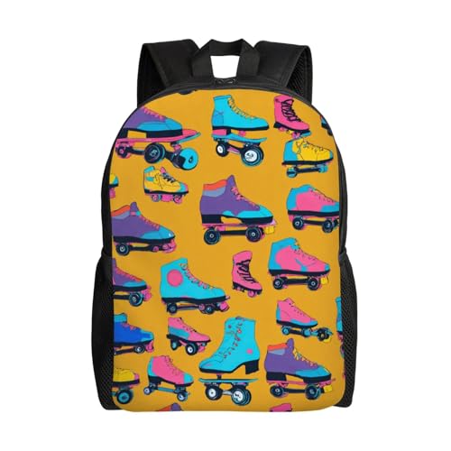 HUIopq Mochila colorida con estampado de patines para hombres y mujeres, elegante, de gran capacidad, para viajes, trabajo, senderismo, viajes de negocios, camping