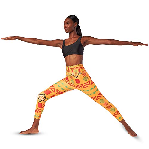 Tribal Treasures African Print High Waisted Yoga Pants with Pockets Tummy Control Leggings Kente Ankara Alaga Orange