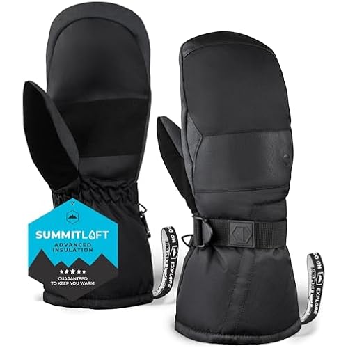 Tough Outdoors Ski Mittens - Waterproof Mittens for Men & Women - Insulated Winter Gloves - Palm Grip Skiing Accessories