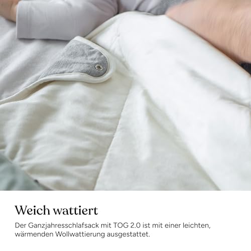 Ehrenkind Ganzjahres-Wollschlafsack 50/56 Beige Melange – Bild 6