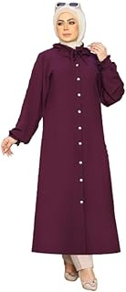 عباية حريمي بنفسجي بأزرار لؤلؤ كاملة – تصميم أنيق برقبة مكشكشة وربطة، خامة خفيفة ومناسبة GAMAL SONS FOR ABAYA GS-023-32679-Parent