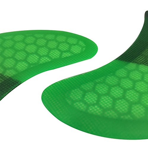 Upsurf Surfing Fins K2.1 Double Tabs Fins Honeycomb+Fiberglass Quad Fins (Blue/Grey/Red/Green) (Green) #TOP3
