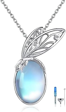 VENACOLY Sterling Silver Urn Necklace Angel Wings/Hummingbird/Dragonfly/Phoenix/Wolf/Dog/Sunflower/Tree of Life/Compass/Heart Ashes Pendant Necklace Cremation Jewellery Memorial Gifts for Women