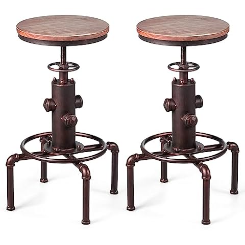 COSTWAY Barhocker höhenverstellbar 2er Set Cover