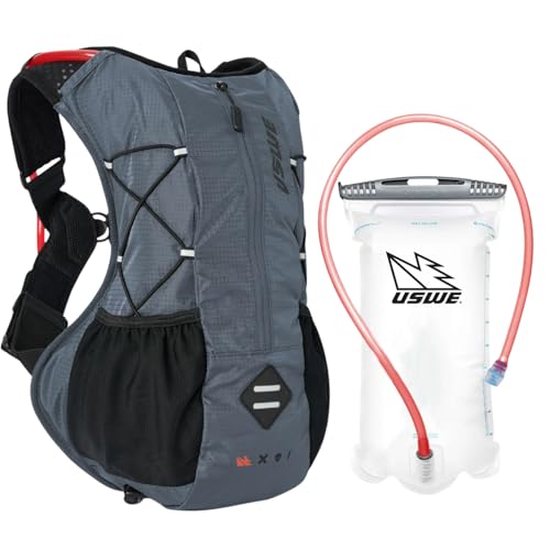 USWE Outlander XC 10L Trinkrucksack, Laufen, Wandern, Trinkrucksack mit Wasserblase (1,5 l, Hydropack für Damen und Herren, Rucksackausrüstung und Ausrüstung für Radfahren, MTB (Blau, 10L)