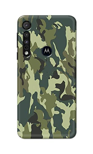 Image of Printed Hard Back Cover Case for Motorola One Macro Back Cover (Green Army Camouflage) -1803