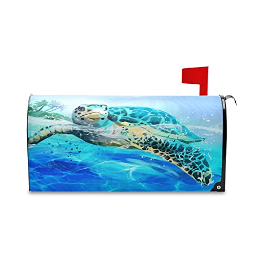 Kcldeci Turtle Ocean Magnetische Briefkastenabdeckung Mailbox Abdeckung Magnetische Briefkasten Wraps Post Briefkasten Abdeckung Garten Standardgröße 45,7 x 53,3 cm Cover