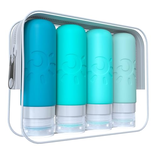 Zafit Travel Bottles for Toiletries, TSA Approved Travel Containers 3oz Leak Proof Travel Tubs Refillable Liquid Travel Accessories for Shampoo Conditioner Lotion Body Wash(Multicolored C)