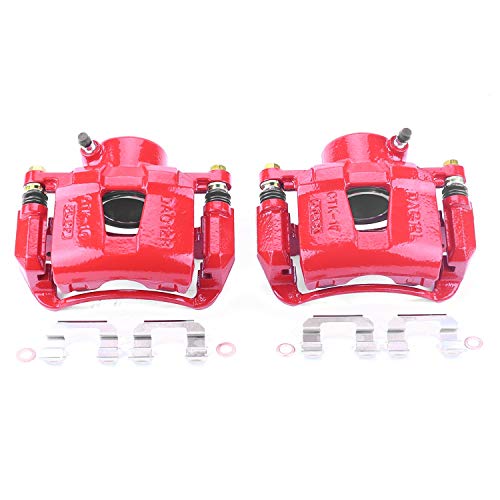 PowerStop Front Red Powder Coated Brake Caliper Pair for Chevrolet Aveo 2004-11 |Aveo5 2006-11 |Optra 2004-07 |Spark 2013-15 |Spark EV 2014-16 |G3 2009-10 - High-Temp Brake Caliper Upgrade, S2810