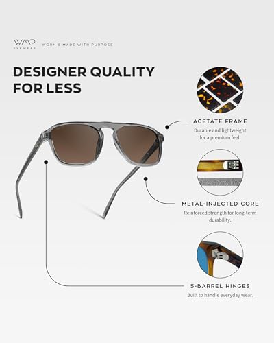 Image of WearMe Pro Polarized Modern Aviator One-Bridge Square Mens Sunglasses