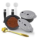 Wiederverwendbare Kaffeekapseln für Bosch Tassimo Machine Nachfüllbare Kaffeekapselschalen Tassen mit Slicone-Deckel Kaffeefilter Nachfüllbar mit lesbarem Barcode (2 Stk Grau 180ML)