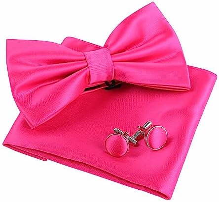 Alizeal Mens Tuxedo Bow Tie, Hanky and Cufflinks Set