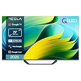 TESLA QLED Smart TV, 190 cm (75 Zoll), Full HD, kompatibel mit Google TV und Google Assistant, Dolby Audio, HDR, WiFi und Bluetooth, integrierte Apps und Chromecast, 3 HDMI, DVB-T2/S2/C, Schwarz (75