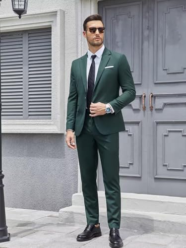 Mens 2 Piece Slim Fit Suits for Men Wedding Prom Formal Suit Classic One Button Blazer Pants Set ALV213