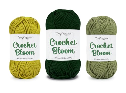 Image of Craft Affair | Crochet Bloom Cotton Yarn 8ply (Each Color 2mm, 77Meter, 50Gram) 100% Pure Cotton | for Knitting Yarn | Craft & DIY Project: Yellow Orchid, Bottel, Russian