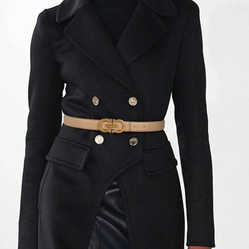 Image of Aurolran Women's Leather Belt with Buckle - Ideal for Dresses, Jeans, and Coats