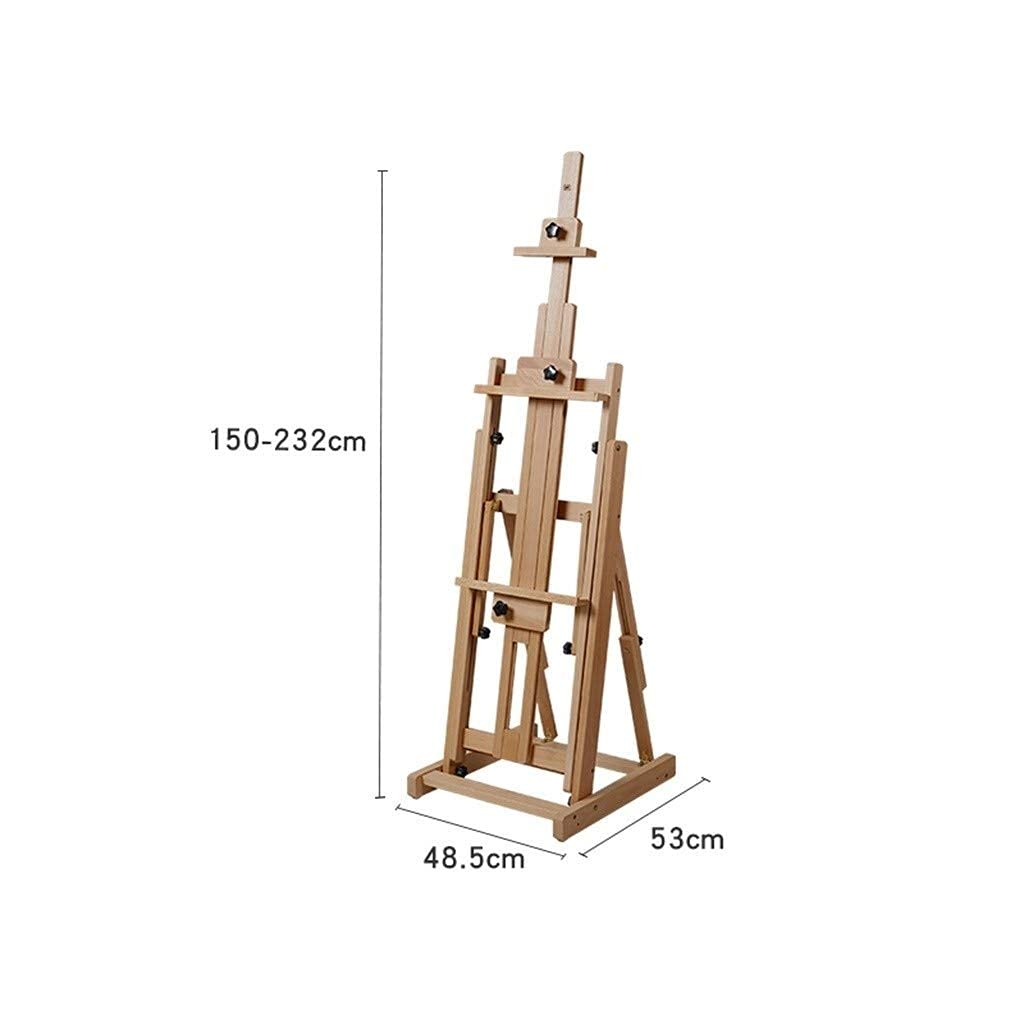 Drewniana Sztaluga, Duża Sztaluga Podłogowa, Pozioma, Malarska I Ekspozycyjna, Sztaluga Artystyczna Dla Dorosłych, Regulowana Wysokość 150-232 Cm, Utrzymuje Płótno Do 194 Cm