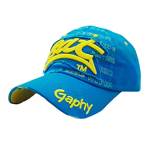 Bestickte Sommermützen für Männer und Frauen, lässige Hüte, Hip-Hop-Baseballmützen Cap Kinder Jungen 3 Jahre (Blue, One Size) Cover