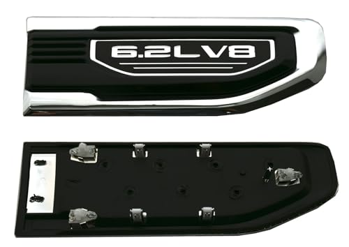 Image of Pair New 6.2L V8 Vent Emblems Kit 3D Driver Passenger Side Badge Compatible with 2019-2026 GMC Sierra GM 85160715 86532094 (6.2L V8-Chrome)