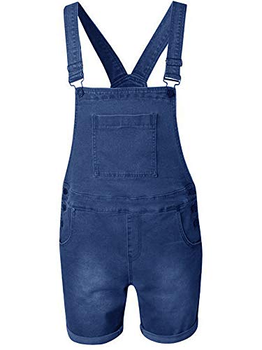 Runcati Mens Denim Shorts Bib Overall Jean Romper Casual Loose Fit Walkshort Button Pockets Summer Jumpersuit