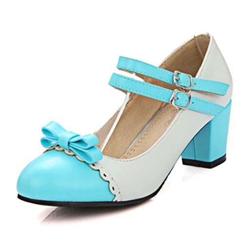 Caradise Womens Cute Lolita Shoes Bow Mary Jane Chunky Heel Double Strap Pump2