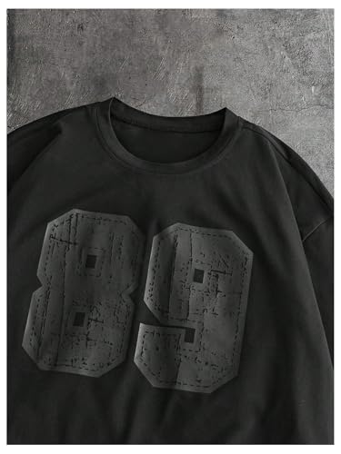 Image of VIPWOLF Men's Number Graphic Long Sleeve Jersey Shirts Oversized Y2K Round Neck 2 in 1 T-Shirts Streetwear Top