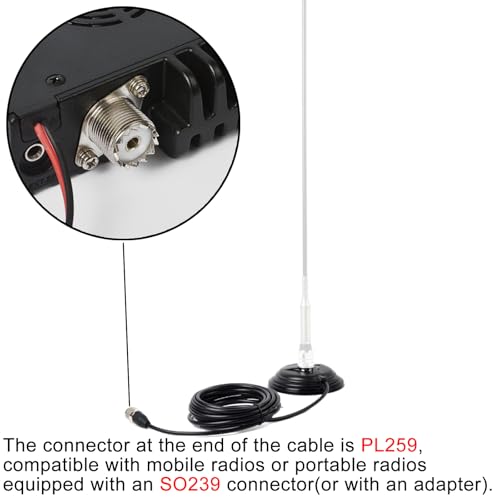 YNIBST SO239 Magnetische Montagebasis für CB/VHF/UHF-Antenne丨 mit PL259 RG58 Koaxialkabel von 5 Metern/16,4 Fuß丨für Auto/LKW, Außen- und Marinegebrauch