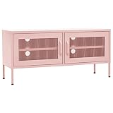 vidaXL Mueble para TV Soporte Mobiliario Aparador Armario Estante Salón Sala de Estar Dormitorio Decoración de Acero Rosa 105x35x50 cm