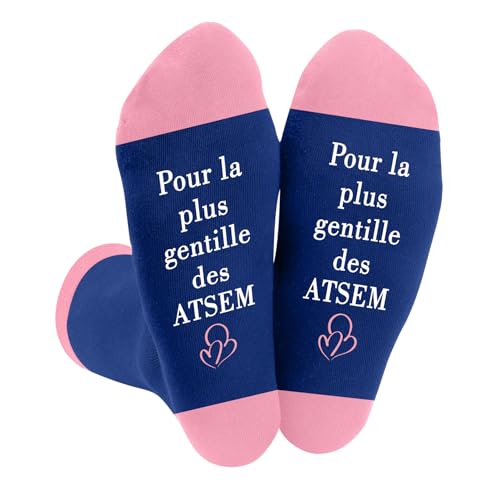 DTUIEUI Cadeau Atsem D'école Fin D'année,Cadeau Atsem Noel,Merci Atsem Cadeau Maitre Décole,Cadeau Remerciement,Cadeaux Maitresse Décole,Chaussettes Atsem,Cadeau Professeur Institutrice Maitresse