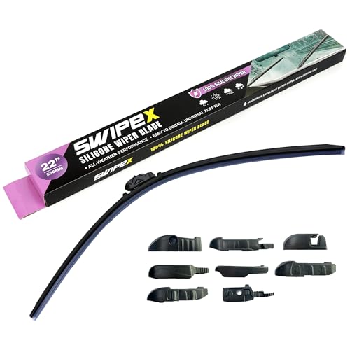 SWIPEX 100% Resilient Silicone Wiper Blade (Pack of 1) - Automotive Replacement All-Seasons Premium Windshield wiper blade, Includes Multi-adapter compatible with 99% of car models - (22 inch (550mm))