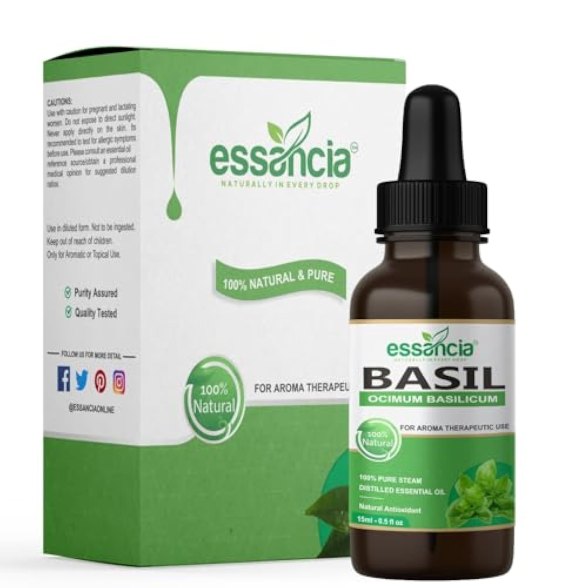 Essential Basil Oil for Mental Clarity & Aromatherapy, 15ml
