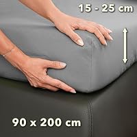 STUDIO Basic Spannbettlaken 90x200 cm Doppelpack – Jersey-Spannbetttuch aus 100 % gekämmter Baumwolle – Silber – Öko-Tex Zertifiziert, bügelfrei & elastisch – für Matratzen 15–25 cm – Ansicht 4