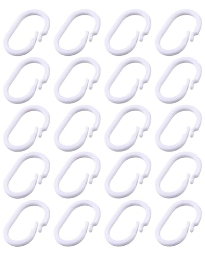 MYGLOAR 20 ganchos de plástico para cortina de ducha, anillos para cortina de ducha, anillos para cortina de ducha en forma de C, anillos para colgar cortinas, no se caen fácilmente