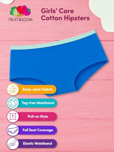 Fruit of the Loom Toddler Girls' Tag-Free Cotton Underwear, Hipster-12 Pack-Assorted Colors, 4-5T — view 5