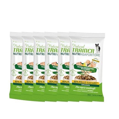 Natural Trainer Toppers Pollo Liofilizzato Cane – Insaporitore Appetizzante Naturale Frutta e Vitamine – Monoproteico per Cani Inappetenti o Difficili, Adulti Tutte Taglie – 6 snack da 15 grammi
