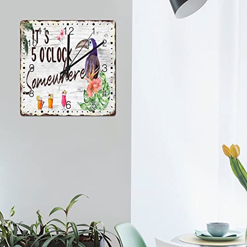 Horloge murale rustique oiseau tropical d'été vintage 30cm